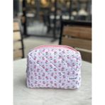 Batekso Minik Pembe Çiçek Desenli Makyaj Çantası Büyük Boy