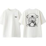 Bateri Drum Müzik 2 Tasarım Sırt Baskılı Pamuk Beyaz Oversize T-Shirt - XL