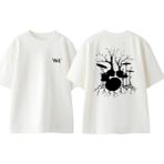 Bateri Drum Müzik 4 Tasarım Sırt Baskılı Pamuk Beyaz Oversize T-Shirt - XL