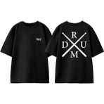 Bateri Drum Müzik 5 Tasarım Sırt Baskılı Pamuk Siyah Oversize T-Shirt - XL