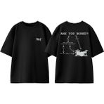 Bateri Drum Müzik 6 Tasarım Sırt Baskılı Pamuk Siyah Oversize T-Shirt - XL