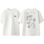 Bateri Drum Müzik 8 Tasarım Sırt Baskılı Pamuk Beyaz Oversize T-Shirt