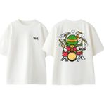 Bateri Müzik Michelangelo Tasarım Sırt Baskılı Pamuk Beyaz Oversize T-Shirt - XL