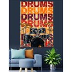 Bateri Müzik Yazılı Poster Dekoratif Kanvas - Mdf Ahşap Tablo