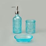 Bath 3'Lü Cam Banyo Sıvı Sabunluk Seti - Mavi