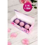 bath box Bathbox 3'lü Banyo Topu Ve Nem Bombası Jakuzi Küvet Manikür Topu Seti 130g Dev Boy - Gül