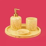 Bath Traverten Görünümlü Banyo Seti - Bej