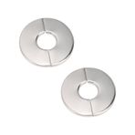 BathAce Duş Kolu Flanşı, Evrensel Standart 0.98 ''/25mm Duş Başlığı Kol Borusu için Paslanmaz Çelik Yedek Duvar Bölünmüş Flanş/Rozet Plakası Zemin (Yuvarlak-Bölme-2 Paket, Krom Kaplama)