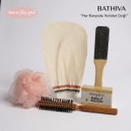 Bathiva %100 Floş Ipek Banyo Kese , Doğal Kükürt Sabunu, Top Lif, Topuk Törpüsü, Ahşap Saç Fırçası