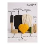 bathiva Love Banyo Kese Seti Floş İpek Siyah Beyaz Lastikli Kese At Kılı Fırça ve Kabak Lifli Sabun