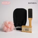 Bathiva Siyah Banyo Kesesi, Doğal Kükürt Sabunu, Topuk Törpüsü ve Top Lif