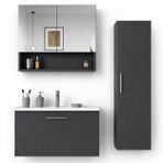 Batı Banyo 60 Cm Vega Antrasit Banyo Dolabı Takımı Batıbanyo
