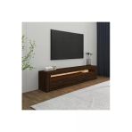 Batı LED Işıklı 2 Kapaklı TV Sehpası – 150 cm – Minimal Tasarım, Ceviz