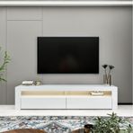 Batı LED Işıklı 2 Kapaklı TV Sehpası – 150 cm – Minimal Tasarım, Parlak Beyaz