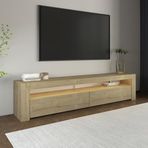 Batı Led Işıklı 2 Kapaklı Tv Sehpası – 150 Cm – Minimal Tasarım Safir Meşe