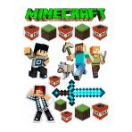BatıDoğu Yenilebilir Şekerli Kağıt Baskısı Cupcake ve Pasta Resim Baskı Minecraft Temalı 27
