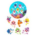 BatıDoğu Yenilebilir Yuvarlak Pasta ve Figür Resim Baskısı Şekerli Kağıt Baby Shark Temalı 40