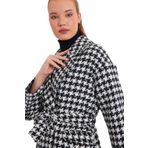Batik A6189 Kazayağı Desenli Kaban, Siyah, 38