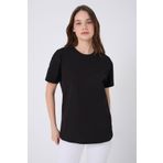 BATIKAN COLLECTION Kadın Oversize %100 Pamuklu Siyah Bisiklet Yaka T-shirt Yüksek Kalite Düz Renk Tişört