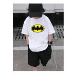Batman Baskılı Çocuk T-shirt, Pamuklu Penye, Beyaz Gri Siyah Renk Seçenekli, 5-14 Yaş (beyaz, 13-14 Yaş)