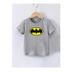 Batman Baskılı Çocuk T-shirt, Pamuklu Penye, Beyaz Gri Siyah Renk Seçenekli, 5-14 Yaş (gri, 7-8 Yaş)