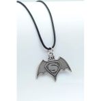 Batman Süperman Gümüş Kaplama Deri İp Kolye