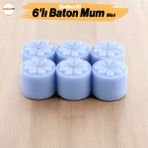Baton Mum Mini 6'lı Mavi Silindir Dekoratif Mumu Kandil Fitilli Mumlar Şamdan Kokusuz - Açık Mavi - 1 Adet