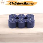 Baton Mum Mini 6'lı Siyah Silindir Dekoratif Mumu Kandil Fitilli Mumlar Şamdan Kokusuz - Mürdüm - 1 Adet