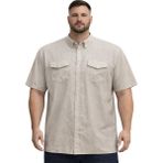 Battal Moda Battalmoda Erkek Büyük Beden Bej Çift Cepli Kısa Kollu Gömlek 3xl-4xl-5xl-6xl-7xl-8xl