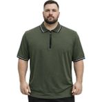 Battal Moda Battalmoda Erkek Büyük Beden Haki %100 Pamuk Polo Yaka Kısa Kollu Ying Tişört 3xl-4xl-5xl-6xl