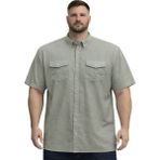Battal Moda Battalmoda Erkek Büyük Beden Haki Çift Cepli Kısa Kollu Gömlek 3xl-4xl-5xl-6xl-7xl-8xl