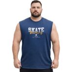 Battal Moda Battalmoda Erkek Büyük Beden Indigo Sıfır Kol Skate Tişört 3xl-4xl-5xl-6xl - İndigo