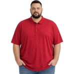 Battal Moda Battalmoda Erkek Büyük Beden Kırmızı Polo Yaka Kısa Kollu Leaf Tişört 3xl-4xl-5xl-6xl - Bordo