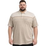 Battal Moda Battalmoda Erkek Büyük Beden Melanj Bej Polo Yaka Kısa Kollu Block Tişört 5xl-6xl-7xl-8xl - Bej Melanj