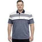 Battal Moda Battalmoda Erkek Büyük Beden Melanj Beyaz Polo Yaka Kısa Kollu Çizgili Tişört 3xl-4xl-5xl-6xl - Beyaz Melanj