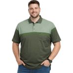 Battal Moda Battalmoda Erkek Büyük Beden Melanj Haki Polo Yaka Kısa Kollu Band Tişört 3xl-4xl-5xl-6xl - Haki Melanj
