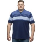 Battal Moda Battalmoda Erkek Büyük Beden Melanj Indigo Polo Yaka Kısa Kollu Çizgili Tişört 3xl-4xl-5xl-6xl - Indigo Melanj
