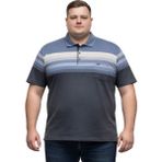 Battal Moda Battalmoda Erkek Büyük Beden Melanj Lacivert Polo Yaka Kısa Kollu Gradient Tişört 3xl-4xl-5xl-6xl