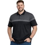 Battal Moda Battalmoda Erkek Büyük Beden Melanj Siyah Polo Yaka Kısa Kollu Band Tişört 3xl-4xl-5xl-6xl - Siyah Melanj