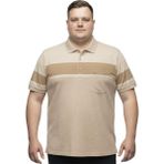 Battal Moda Battalmoda Erkek Büyük Beden Melanj Siyah Polo Yaka Kısa Kollu Çizgili Tişört 3xl-4xl-5xl-6xl - Bej Melanj
