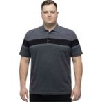 Battal Moda Battalmoda Erkek Büyük Beden Melanj Siyah Polo Yaka Kısa Kollu Çizgili Tişört 3xl-4xl-5xl-6xl - Siyah Melanj