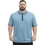 Battal Moda Battalmoda Erkek Büyük Beden Prada Mavisi %100 Pamuk Polo Yaka Kısa Kollu Ying Tişört 3xl-4xl-5xl-6xl - 1-Mavi