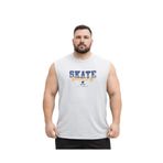 BattalModa Erkek Büyük Beden Beyaz Sıfır Kol Skate Tişört 3XL-4XL-5XL-6XL