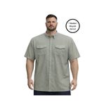 BattalModa Erkek Büyük Beden Haki Çift Cepli Kısa Kollu Gömlek 3XL-4XL-5XL-6XL-7XL-8XL