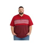 BattalModa Erkek Büyük Beden Kırmızı Polo Yaka Kısa Kollu Şeritli Tişört 3XL-4XL-5XL-6XL
