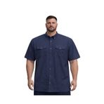 BattalModa Erkek Büyük Beden Lacivert Çift Cepli Kısa Kollu Gömlek 3XL-4XL-5XL-6XL-7XL-8XL