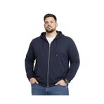 BattalModa Erkek Büyük Beden Lacivert İki İplik Kapüşonlu Fermuarlı Hırka 3XL-4XL-5XL-6XL-7XL-8XL