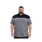 BattalModa Erkek Büyük Beden Melanj Beyaz Polo Yaka Kısa Kollu Block Tişört 5XL-6XL-7XL-8XL