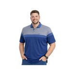 BattalModa Erkek Büyük Beden Melanj İndigo Polo Yaka Kısa Kollu Band Tişört 3XL-4XL-5XL-6XL