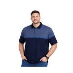 BattalModa Erkek Büyük Beden Melanj Lacivert Polo Yaka Kısa Kollu Band Tişört 3XL-4XL-5XL-6XL